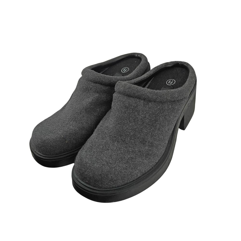 Mules Womens Size 6.5 M Gray Flat Platform Clogs Preppy
